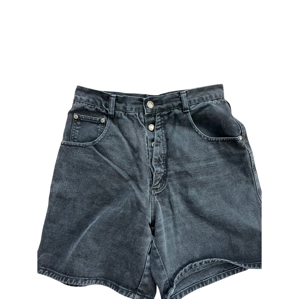 Vintage High‎ Waist Denim Shorts Black Button Fly Womenswear Casual